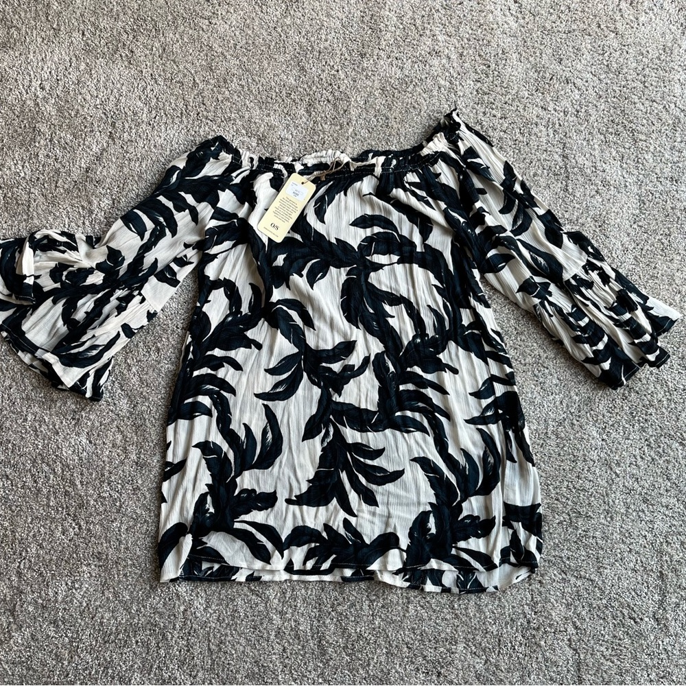 Beautiful Elan Tunic One Size Fits All Navy White Boutique